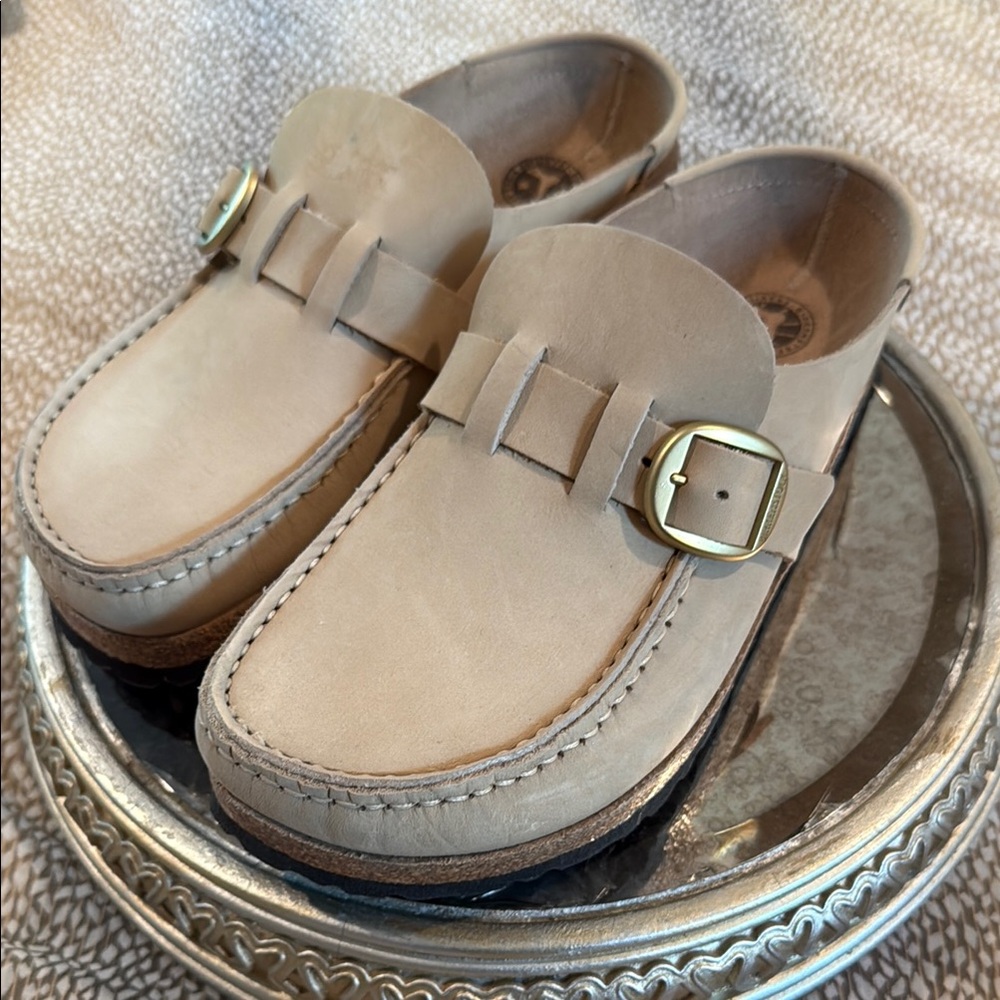 Birkenstock Tan Loafers Slip-Ons with Buckle